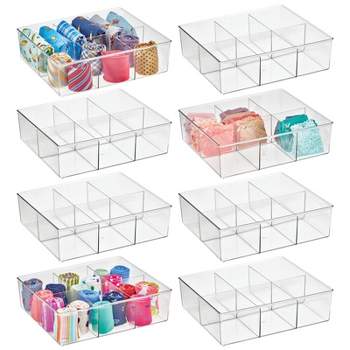 mDesign Plastic Divided Closet, Drawer Storage Bin, Multiple Sections