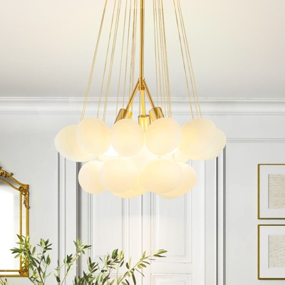 Rennnsan Lysentra 23"W 3-Light Bubble Glass Modern Dimmable Chandelier in Gold