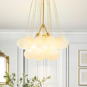 Rennnsan Lysentra 23"W 3-Light Bubble Glass Modern Dimmable Chandelier in Gold - 1 of 4