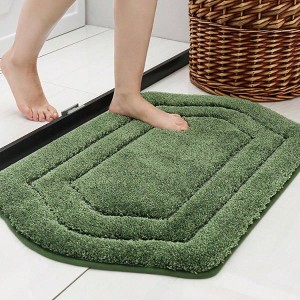 Extra Thick Bath Rugs, Anti - Slip Shaggy Mats, 100 Polyester, Soft Plush, Water Absorbent, Green 24x36 Inches - 1 of 4