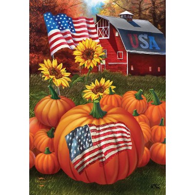 Usa Pumpkins Fall Garden Flag Patriotic Autumn 18
