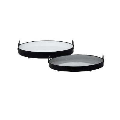 Set of 2 Black Enamel Decorative Trays - Foreside Home & Garden