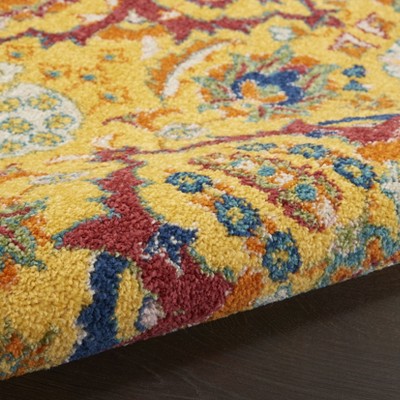 Sunny Floral Bliss 5'3" x 7'3" Yellow Multicolor Synthetic Area Rug