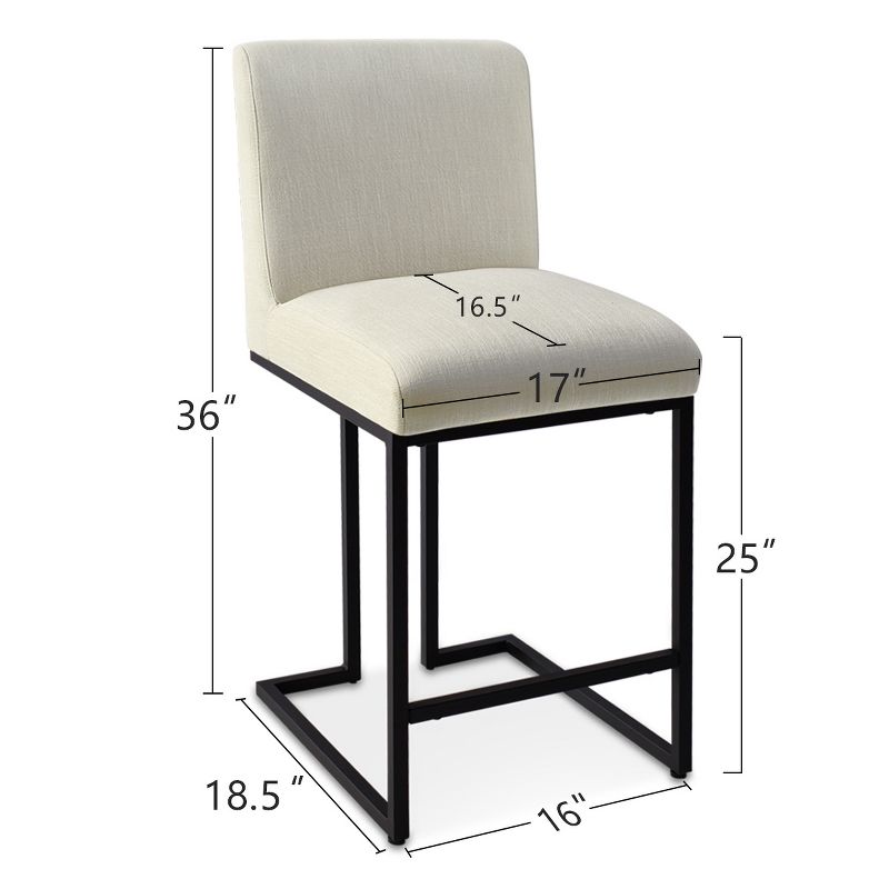 Mason Set of 2 Fabric Counter Height Stools,25" Armless Upholstered Fabric With Black Metal Sled Legs Counter Height stools-The Pop Maison, 4 of 10
