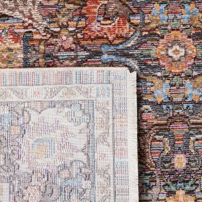 Beige and Blue Rectangular Stain-Resistant Synthetic Area Rug