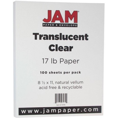 JAM Paper Translucent Vellum 17lb Paper - 8.5 x 11 - Clear - 100 Sheets