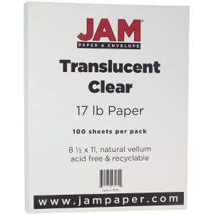 JAM Paper Translucent Vellum 17lb Paper - 8.5 x 11 - Clear - 100 Sheets: Uncoated Stationery for Printing & Art Projects - 1 of 3