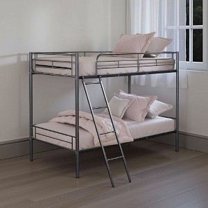Royal Hampton Twin Over Twin Bunk Bed, White Metal Frame, Attached Angled Ladder - 1 of 1