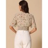 INSPIRE CHIC Women's Floral Flare Short Sleeve V Neck Summer Smocked Crop Tops - 4 of 4