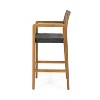 GDFStudio Eliani Outdoor Acacia Wood and Wicker 30 Inch Barstools (Set of 2), Teak/Black - 4 of 4