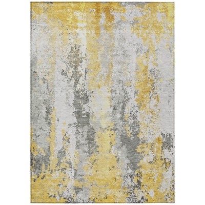 HomeRoots 5' X 8' Yellow And Ivory Abstract Washable Indoor Outdoor Area Rug