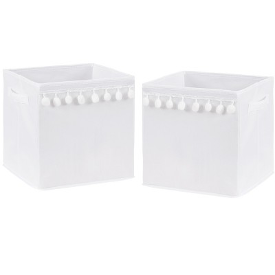 Sweet Jojo Designs Boy or Girl Gender Neutral Unisex Set of 2 Kids' Decorative Fabric Storage Bins Boho Llama White