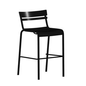 Flash Furniture Nash Commercial Grade Metal Indoor-Outdoor Bar Height Stool with 2 Slats - 1 of 4