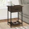 FONTOI End Tables with 2 Tier with Storage Drawer and Shelves, Small Contemporary Side Table Ideal for Living Room, Brown, 26"*14"*4" - 3 of 4