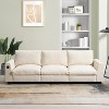 Whisen Modern Chenille Sectional Sofa with Bluetooth Speaker, USB Port, Drop Down Table, Cup Holders and Storage Armrest - 3 of 4