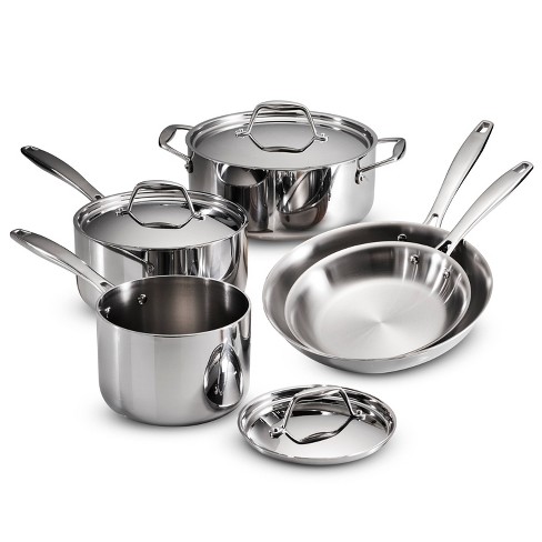 Tramontina Gourmet Tri-ply Clad Induction-ready Stainless Steel 8 Pc  Cookware Set : Target