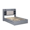 Full Size Bed Frames, Upholstered Headboard with Storage Rack, Platform Bed Frame with 4 Drawer, Wood Slats Supports - image 2 of 4