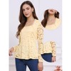 Allegra K Women's Lace Square Neck Long Sleeve Stertch Elegant Casual Peplum Blouse - 2 of 4