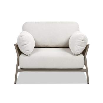 Jasper 39.5" Upholstered Patio Deep Seating Armchair, Wheat Beige Axroma Olefin