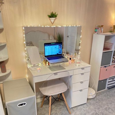 Linden Vanity With Mirror White - Polifurniture : Target