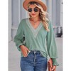 Clearlove 2025 Womens Tops Dressy Casual V Neck Long Sleeve Lace Splice Cute T-Shirts - 2 of 4