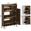 Rattan Shoe Cabinet with 3 Flip Drawers & Adjustable Side Shelves – Free-Standing Wooden Shoe Organizer for Entryway, Hallway, Living Room - 2 of 4
