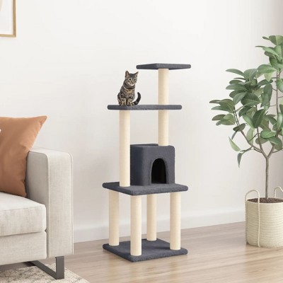 vidaXL Cat Tree Dark grey Engineered wood, Plush, Sisal Medium