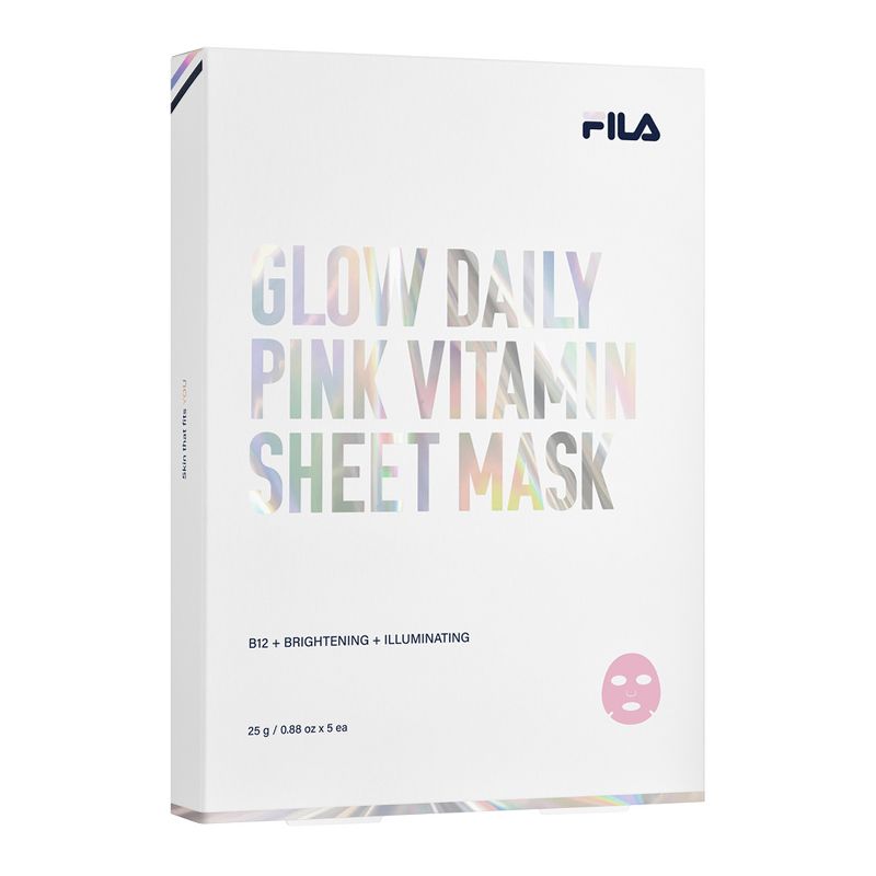 FILA - Glow Daily Pink Vitamin B12 Brightening Luminous Face Sheet Mask (5 Sheets Box), 2 of 5