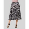 24seven Comfort Apparel Womens Black Geometric Print Elastic Waist Pocket Midi Skirt - 3 of 4