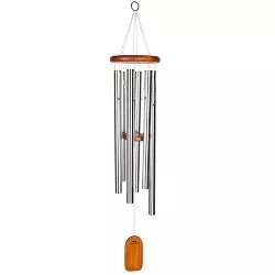 Wind & Weather Large Anodized Aluminum Amazing Grace Wind Chime With Ash Wood Disk And Wind Catcher