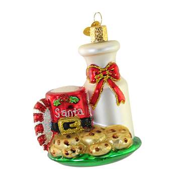 Old World Christmas 3.5 Inch Santa's Milk & Cookies Ornament Chocolate Chip Tree Ornaments
