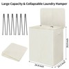 WOWLIVE 154L Laundry Hamper with Lid and 2 Removable Bags, Tall Collapsible Basket - 3 of 4