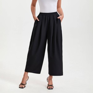 Women's Mid-Rise Balloon Trousers - A New Day™ Black - 1 of 4