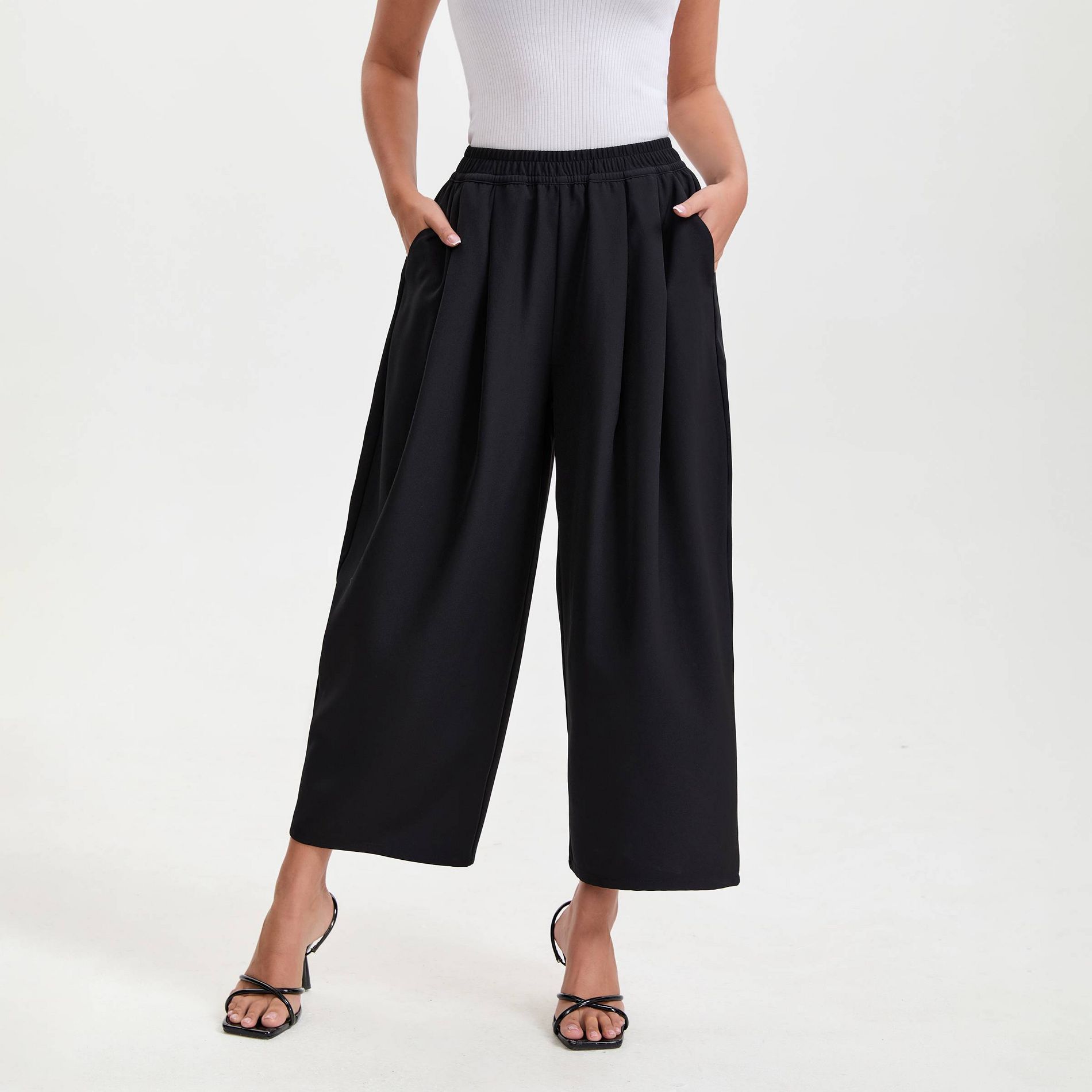Women's Mid-Rise Balloon Trousers - A New Day™ Black