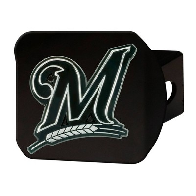 MLB Milwaukee Brewers Chrome Metal Hitch Cover - Black