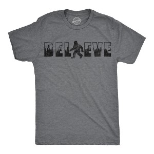 Mens Funny T Shirts Believe Bigfoot Sarcastic Sasquatch Graphic Novelty Tee For Men - Crazy Dog Men's T Shirt - 1 of 4