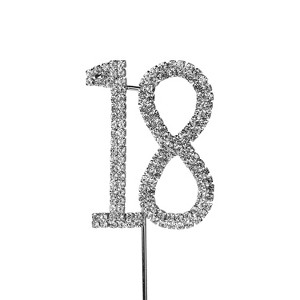 O'Creme Rhinestone Silver-Colored Number-18 Cake Topper 2 Inch - 1 of 2