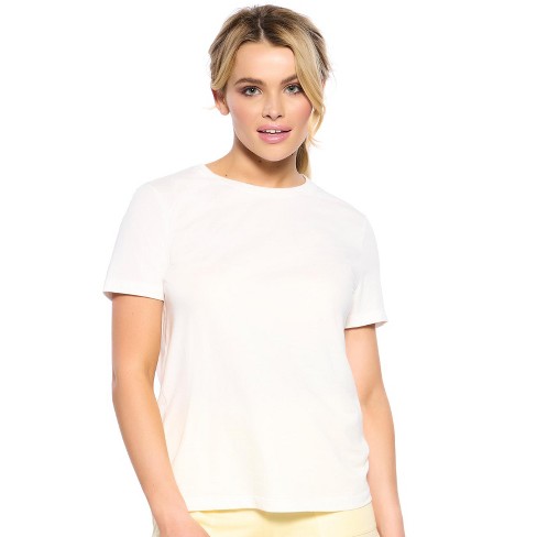 Felina Women's Organic Cotton Stretch Crewneck Tee (cloud, Small) : Target