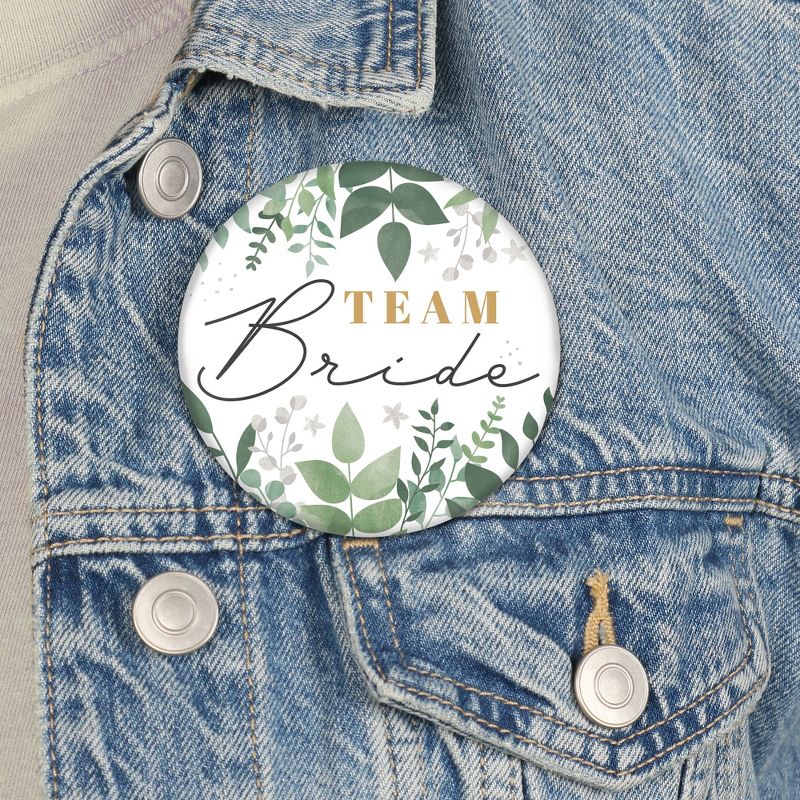 Big Dot of Happiness Boho Botanical Bride - 3 inch Greenery Bridal Shower and Wedding Party Badge - Pinback Buttons - Set of 8, 3 of 9