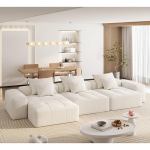 KWPZQEB Modular Sectional Sofa, Comfy Cloud Couch with Movable Ottoman & Pillows, Oversized Chenille Modular Sofa for Living Room - 1 of 4
