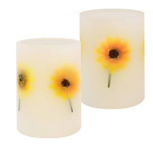 2ct Dried Flowers LED Flickering Candle - 1 of 4