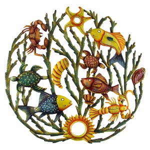 Slickblue Colorful Sea Turtle / Sea Life Metal Wall Art, 24” Handcrafted Steel for Indoor/Outdoor Use - 1 of 3