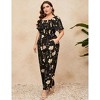 Clearlove Jumpsuits for Plus Size Women Casual Square Neck One Piece Floral Wide Leg Rompers - 3 of 4