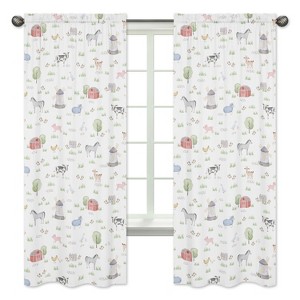 Sweet Jojo Designs Window Curtain Panels 84 inch Farm Animals Multicolor - 1 of 4