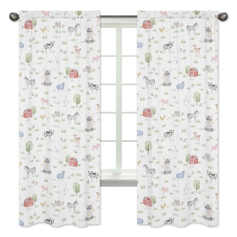 Sweet Jojo Designs Window Curtain Panels 84 inch Farm Animals Multicolor - image 1 of 4