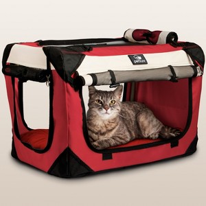 PetLuv Cat & Dog Carrier Foldable Pet Travel Crate, Removable Plush Pillow, Privacy Windows, Locking Zippers, Pocket, Seatbelt Straps - 1 of 4