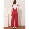 Allegra K Women's High Waist Wide Leg Belted Button Long Overalls Jumpsuit - 3 of 4
