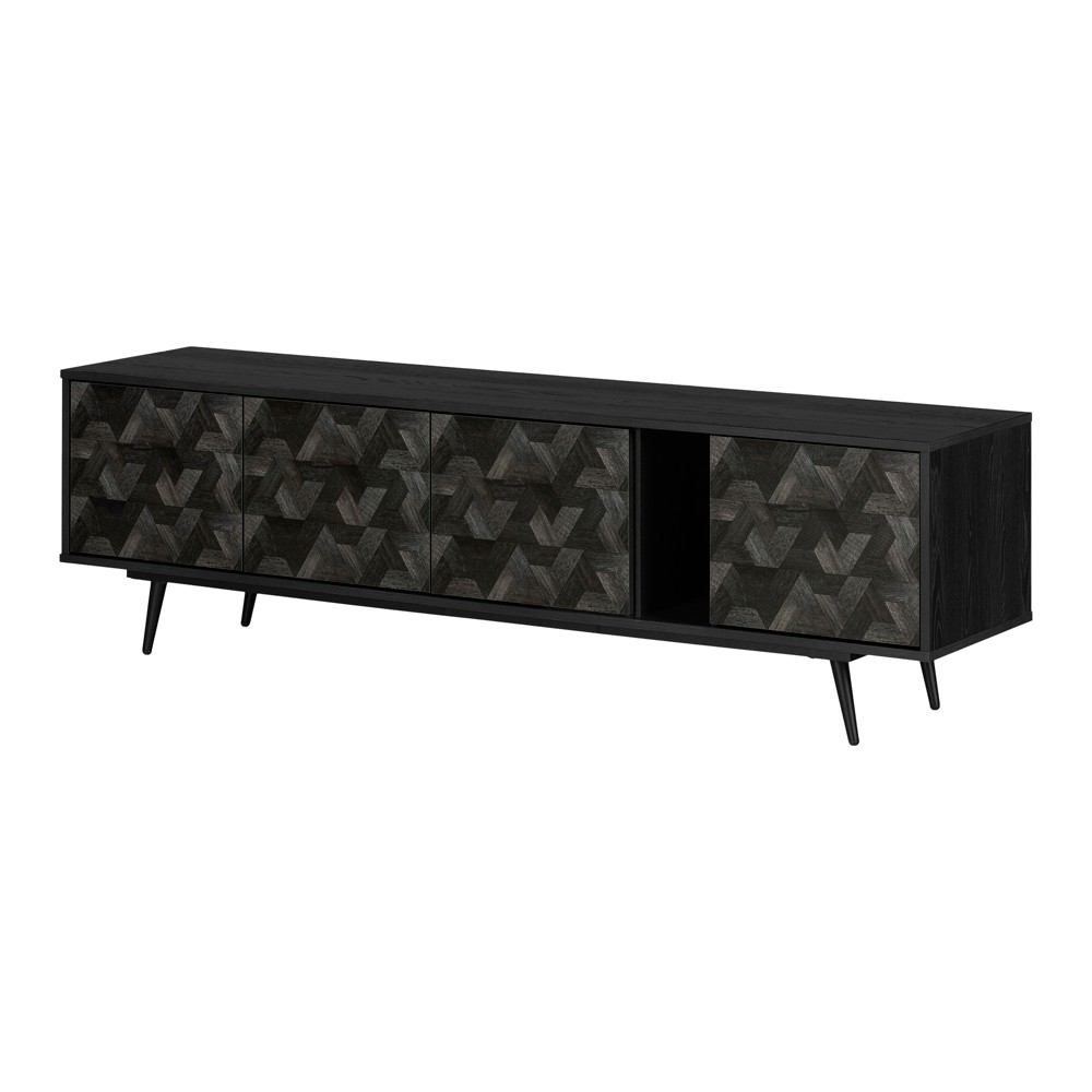 South Shore Oxford TV Stand for TVs up to 75" with Doors Black Oak/Dark Gray
