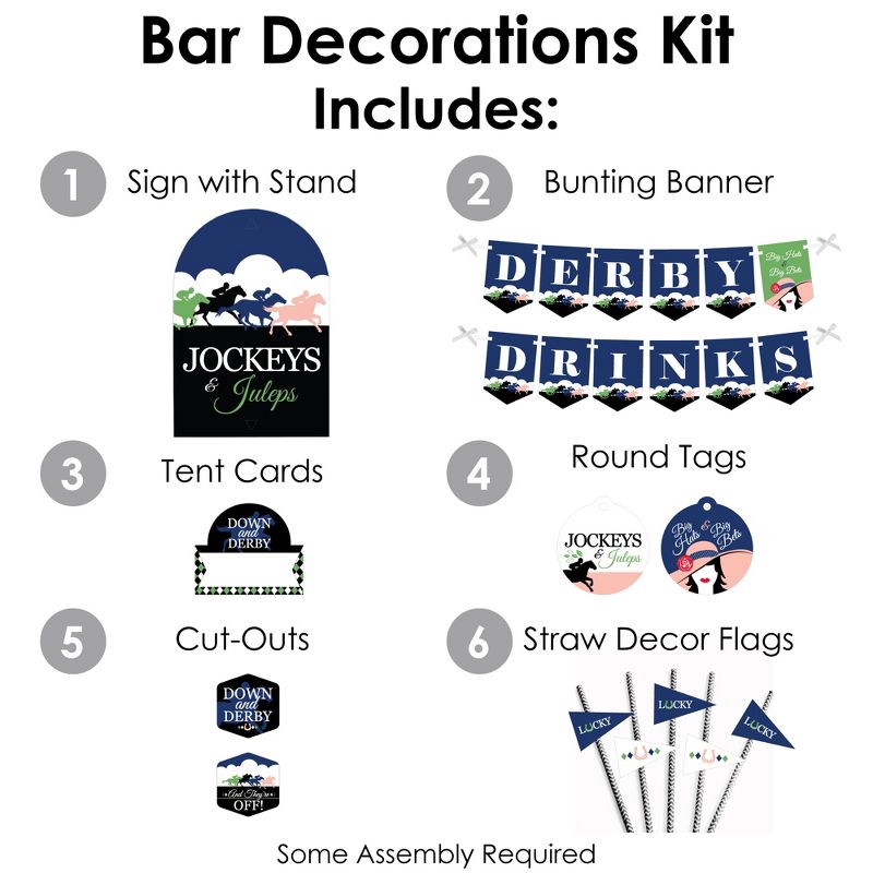 Big Dot of Happiness Kentucky Horse Derby - DIY Horse Race Party Derby Drinks Signs - Drink Bar Decorations Kit - 50 Pieces, 4 of 10