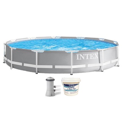 Intex 26711EH 12ft x 30in Prism Metal Frame Above Ground Swimming Pool with Filter Pump & 3 Inch Chlorine Tabs, 25 lbs (No Filter Pump Included)